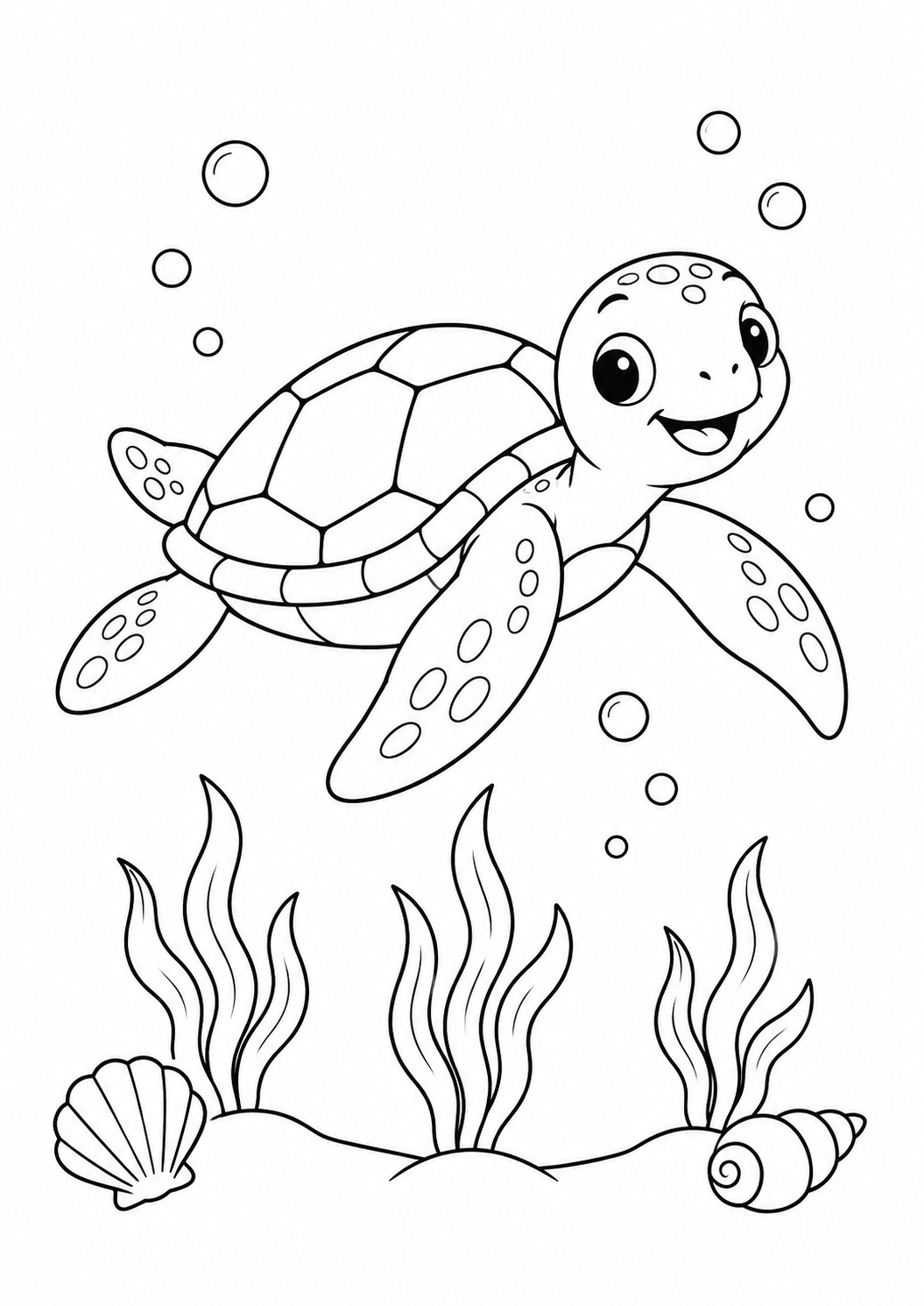 Preview of the sea turtle colouring page